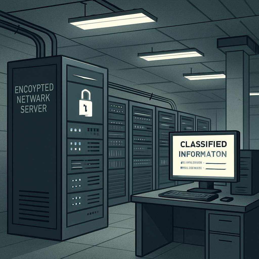 !textarea[alt="encrypted network with locked server, labeled also with classified information"]